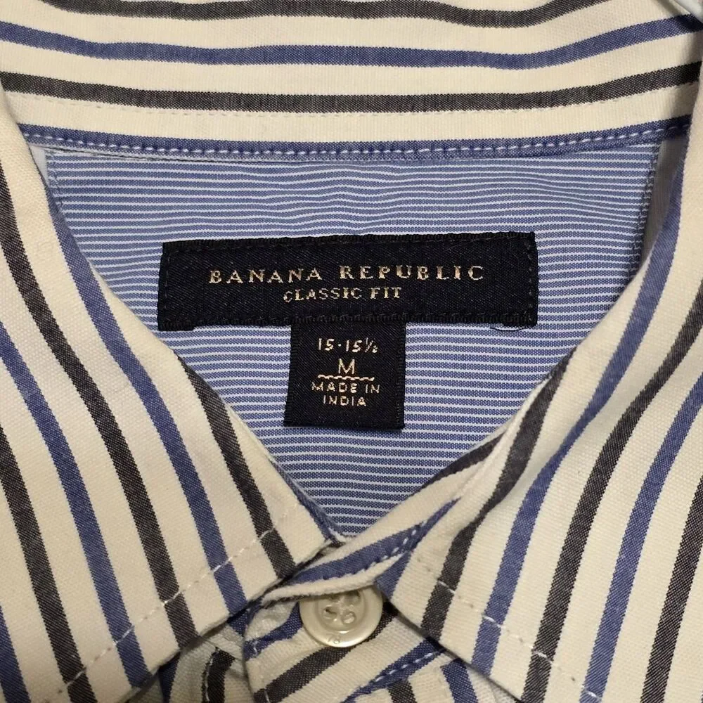 Banana Republic Shirt Mens MEDIUM Striped Long Sleeve Button Up Size 15-15.5